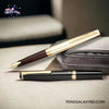 Pilot E95s Fountain Pen - Burgundy/Ivory - With black color image comparison color