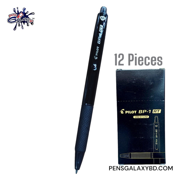 PILOT BP-1-RT Ballpoint Pen - 12 Pieces - Black - Medium Point - Front Image