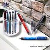 Pilot Custom 74 Fountain Pen - Merlot - With eight other colors beside a brick wall ecstatic image