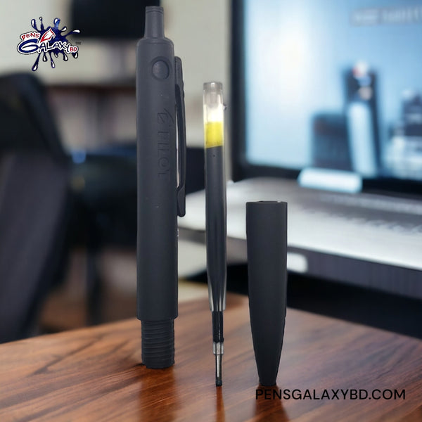 Pilot Explorer Ballpoint Pen Matte Black - Disassembled image with refill