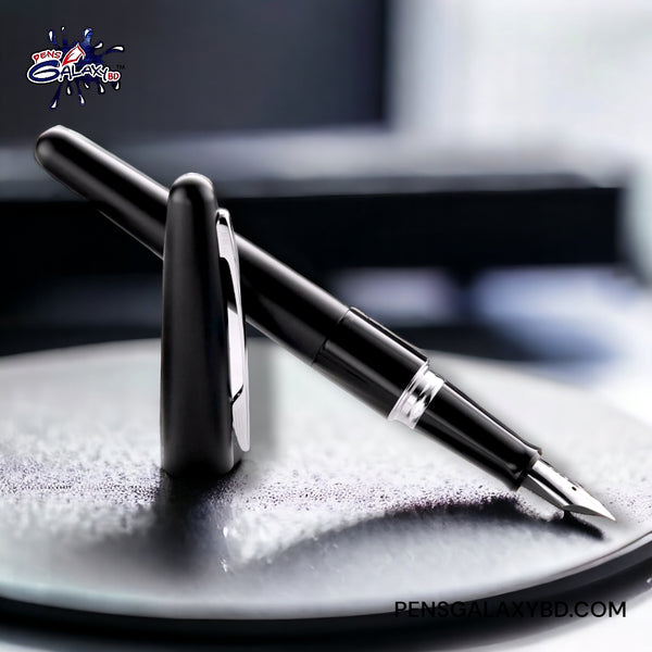 Pilot Metropolitan Fountain Pen - Plain Black - On a round table image