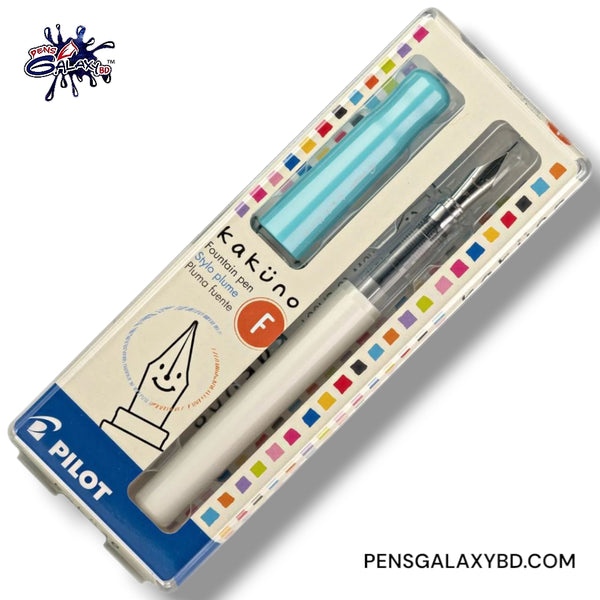 Pilot Kakuno Fountain Pen - Turquoise/White - Packaging Box
