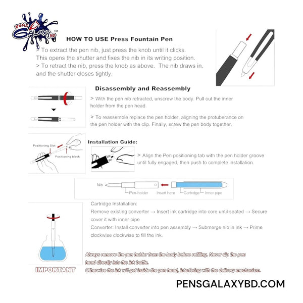 Jinhao 10 Retractable Fountain Pen - Piano Black