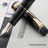 Pilot Justus 95 Fountain Pen - Black/Gold - Nib and mechanism close-up image
