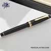Pilot Justus 95 Fountain Pen - Black/Gold - On a white desk photography image