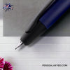 Pilot Vanishing Point Fountain Pen - Matte Blue - Nib and grip section close-up image